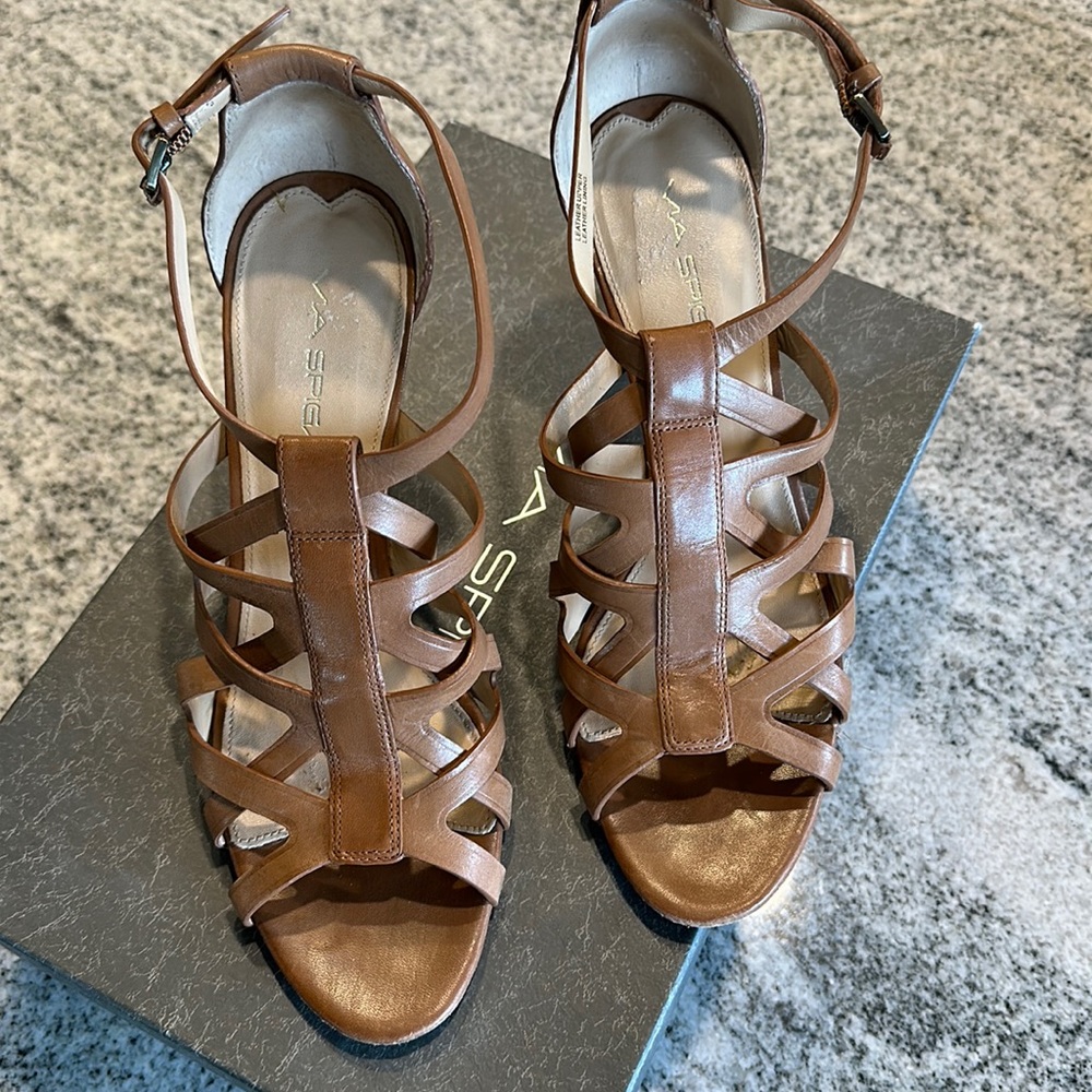 Via Spiga Brown Strappy Heels